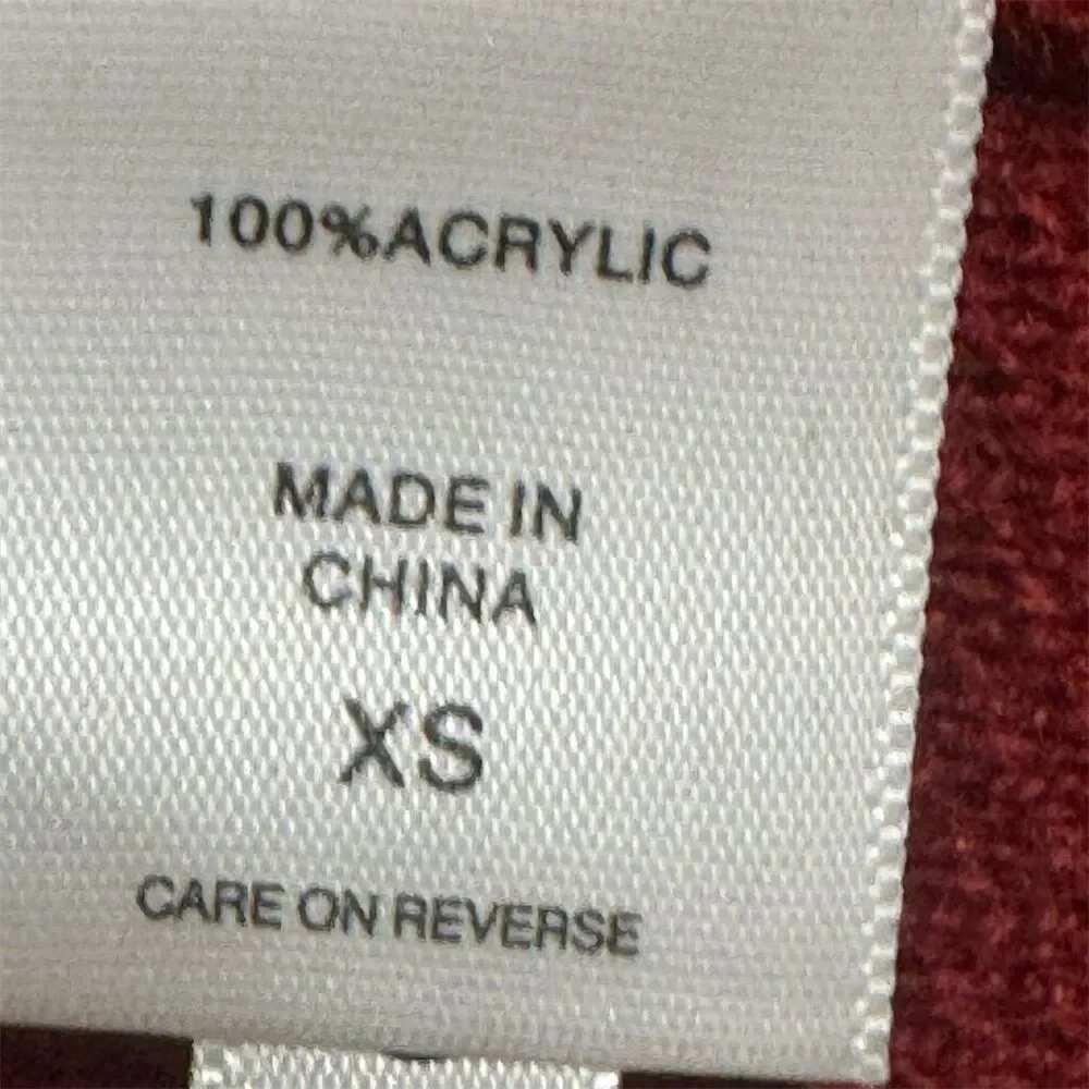 NWT New York & Company Cardigan Sweater XS Red Gold Chain Trim OpenFront Holiday